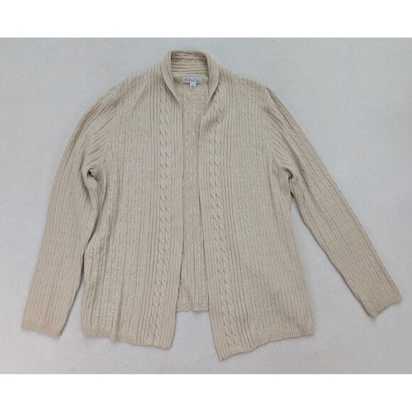 Kim Rogers Women's Cardigan Sweater Size PXL Beige Open Front - Picture 2 of 13